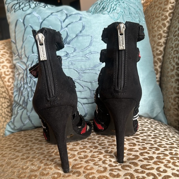 New RARE Jessica Simpson Erienne black beaded high-heeled sandal - Picture 5 of 9